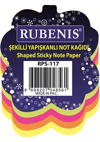 Yaprak Desenli Karışık Fosforlu Renk Yapışkanlı Not Kağıdı