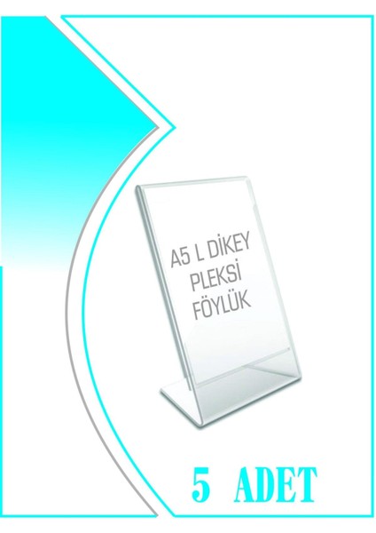 Krcdisplay L Tipi A5 Kağıdı Boyutlu Dikey Pleksi Föylük 5 Adet