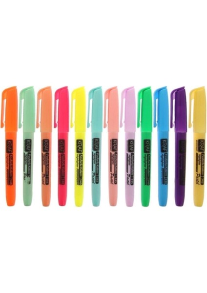 Fosforlu Kalem Tipi 340/345 12 Li ( 6 Pastel+6 Parlak Renk)