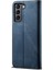 Samsung Galaxy S22 5g Için Kot Deri Flip Cüzdan Standlı Telefon Kılıfı - Mavi (Yurt Dışından) 4