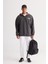 Erkek Antrasit-melanj Oversize Bol Kesim Içi Polarlı 3 Iplik Kapüşonlu Baskılı Sweatshirt 1
