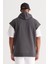 Erkek Antrasit-melanj Oversize Bol Kesim 3 Iplik Kapüşonlu Baskılı Sweatshirt 5