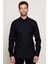 Modern Fit %100 Pamuk Armürlü Premium Erkek Siyah Gömlek 1