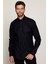 Modern Fit %100 Pamuk Armürlü Premium Erkek Siyah Gömlek 2