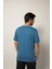 Relaxed Fit Nakışlı Pamuk Mavi Tişört 5