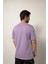Relaxed Fit Nakışlı Pamuk Lila Tişört 5