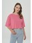 Cross Jeans Pembe Beyaz Çizgili Oversize Kısa Kollu T-Shirt 56107-477 1