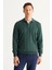 Erkek Yeşil Slim Fit Dar Kesim Polo Yaka Pamuklu Desenli Triko Kazak 4