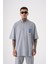 Oversize ONENINE87 Baskılı Yıkamalı T-Shirt Ghst-Blue 1