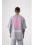 Oversize ONENINE87 Baskılı Yıkamalı T-Shirt Ghst-Pink 2