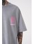 Oversize ONENINE87 Baskılı Yıkamalı T-Shirt Ghst-Pink 3
