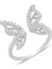 Gümüş Rodyumlu Zirkon Taşlı Üstten Ayarlanabilir Kelebek Yüzük SGTL12241RODAJ 1