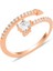 Gümüş Rose Zirkon Taşlı Üstten Ayarlanabilir Kalp Yüzük SGTL12233ROSE 1