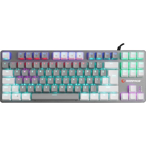 Rampage SNUG K14 Gri/Beyaz SWITCH Rainbow TKL Mekanik Gaming Oyuncu Klavye