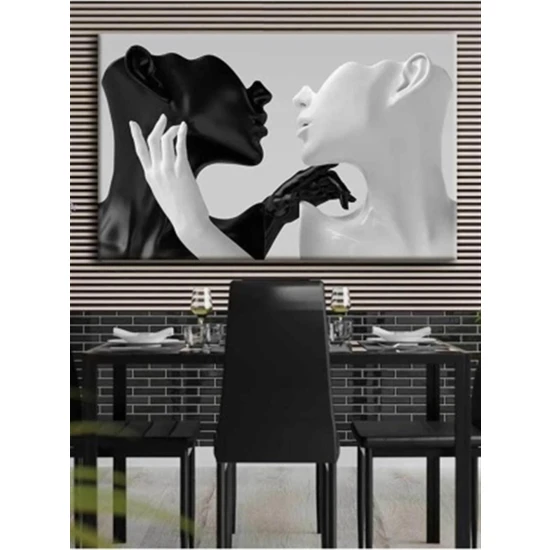Nt Handmade Siyah Beyaz Sevgililer 70X100CM Kanvas Tablo - Salon Oturma Yatak Odası Mutfak Için Duvar Dekoru