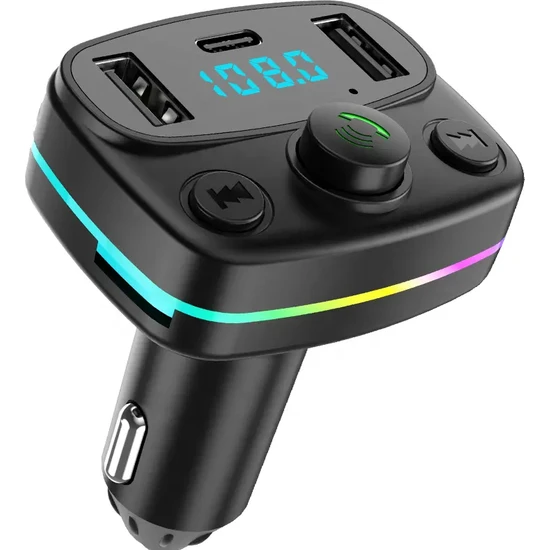 Megamus Araba Müzik Çalar Kablosuz Bluetooth 5.0 Araba Fm Modülatör ile 2 USB Type-C