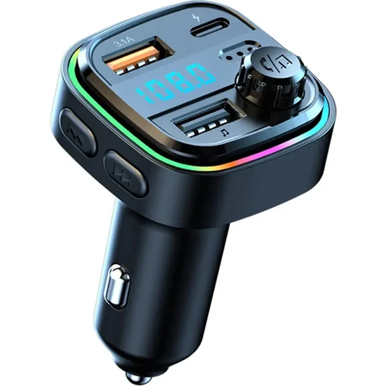 Megamus Araba Müzik Çalar Kablosuz Çift USB + Type-C Bt 5.0 Araba Fm Modülatör Verici