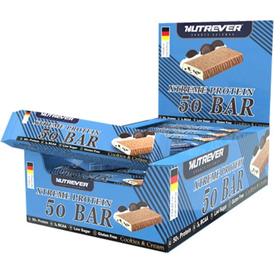 Nutrever Xtreme Protein Bar 50 gr 24 Adet - Kremalı Kurabiye