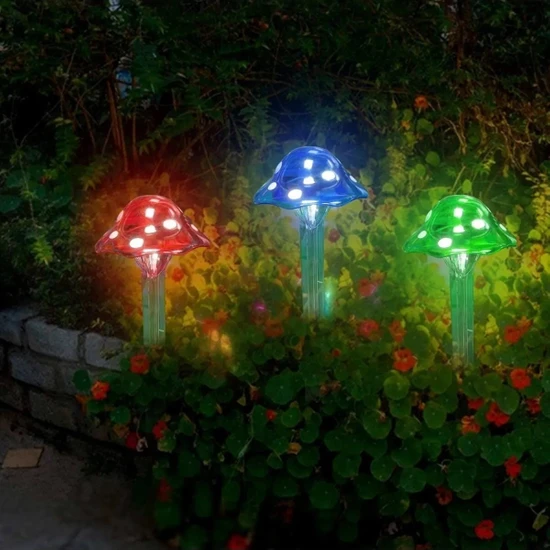 Muba 6 Adet Solar Bahçe Lambası Mantar Başlı Renkli Dekoratif Lamba