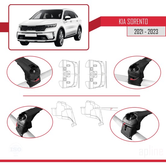 Apline Roof Rack Cross Bars For Kia EV6 2021-2025 - 2 Black Aluminum Bars, 75kg Load Capacity 4 thumbnail image