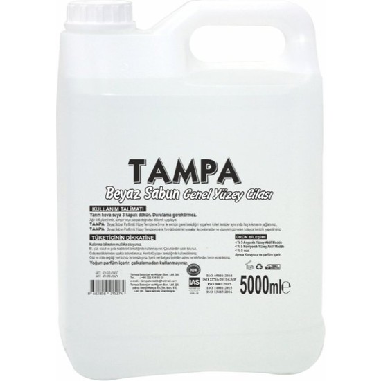 Tampa Beyaz Yüzey Temizleyici Beyaz Sabun Kokulu 5 Litre TMMPN0000001656