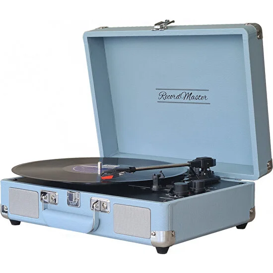 Record Master St14012 Retro Pikap - Pudra Mavi - Bluetooth Ve Şarj Özellikli - Tüm Plakları Çalabilme