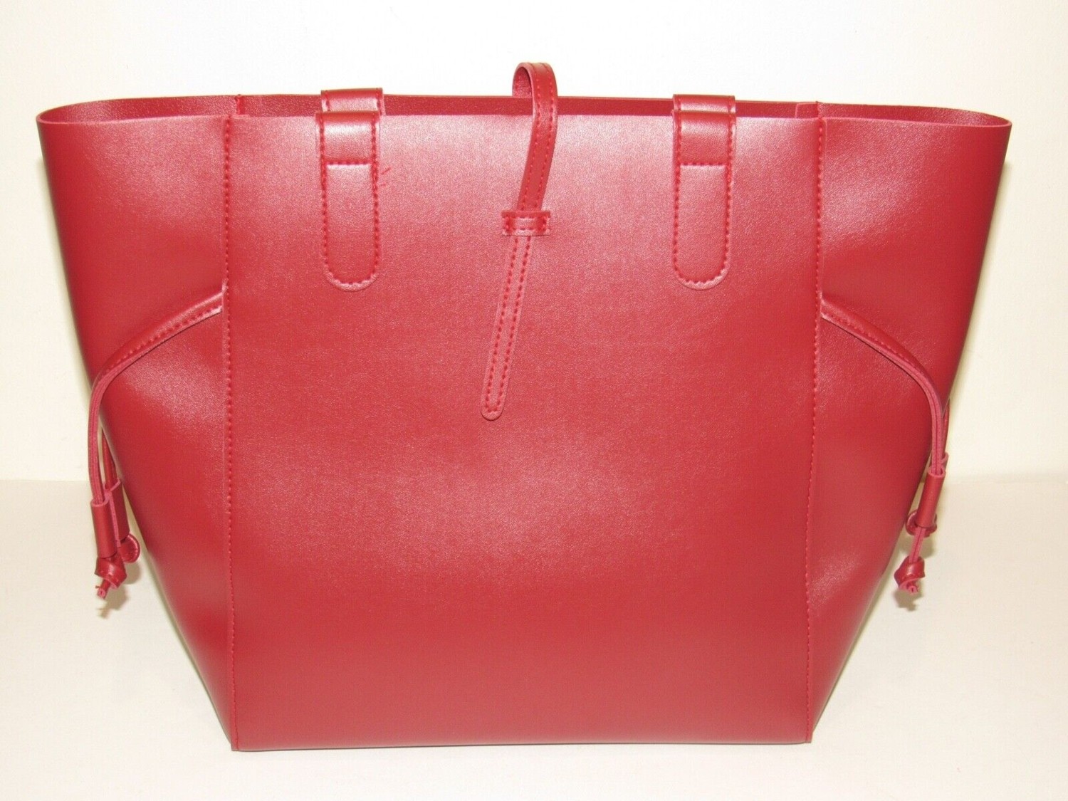 Neiman Marcus Tote Çanta Kırmızı Büzgülü görsel 2
