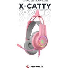 Rampage RM-K91 X-CATTY Pembe USB 7.1 Version RGB (Kedi Kulak) Gaming Oyuncu Mikrofonlu Kulaklık