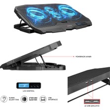 Rampage AD-RC4 Mavi Ledli 4 Adet Fanlı Işıklı Kontrol Panelli Pro Notebook Laptop Soğutucu Stand