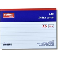 Deffter Index Kartı A6 Beyaz Çizgili