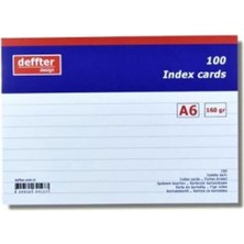 Deffter Index Kartı A6 Beyaz Çizgili