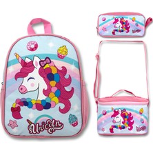 Famebag Famebag Unicorn Anaokulu Çantası Beslenme Kalem Çantası Seti