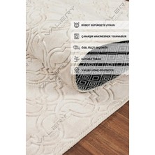 Valery Home Yıkanabilir Kaymaz Tabanlı Violin Embos Kesme Rulo Halı Yolluk Krem