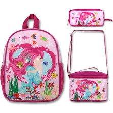 Famebag Famebag Deniz Kızı Anaokulu Çantası Beslenme Kalem Çantası Seti