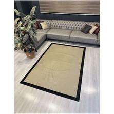 Freya Home Hav Toz Vermez Kolay Temizlenen Modern Dokuma Taban Sisal Serisi Bej-Siyah