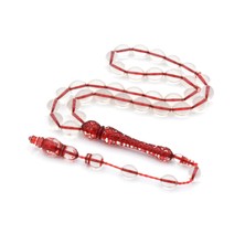 Murty99 Usta Işi Arpa Kesim Şeffaf Kırmızı Toz Pres Kehribar Tesbih