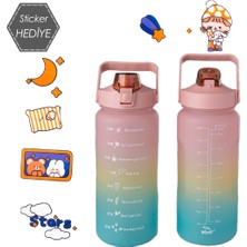 Voit 019 Motivasyon Su Matarası - Su Şisesi - Stickerlı Bpa Free Kokusuz Suluk 2 Lt - Pembe