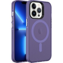 Gpack Apple iPhone 13 Pro Kılıf C-Pro Arkası Buzlu Transparan Flex Tuşlu Magsafeli Derin Mor