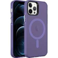 Smcase Apple iPhone 12 Pro Kılıf C-Pro Arkası Buzlu Transparan Flex Tuşlu Magsafeli Derin Mor