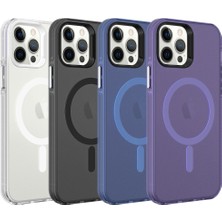 Smcase Apple iPhone 12 Pro Kılıf C-Pro Arkası Buzlu Transparan Flex Tuşlu Magsafeli Derin Mor