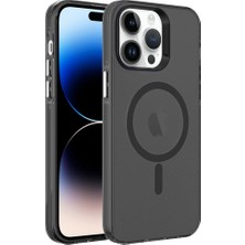 Casestreet Apple iPhone 14 Pro Max Kılıf C-Pro Arkası Buzlu Transparan Flex Tuşlu Magsafeli Siyah