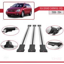 Kia Grand Carnival (Vq) 2006-2014 Arası ile Uyumlu Fly Model Ara Atkı Tavan Barı Gri 3 Adet Bar