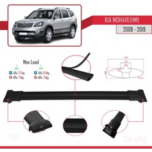 Kia Mohave (Hm) 2008-2019 Arası ile Uyumlu Fly Model Ara Atkı Tavan Barı Siyah 3 Adet Bar