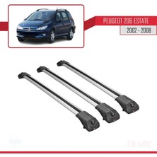 Peugeot 206 Estate 2002-2008 Arası ile Uyumlu Ace-1 Ara Atkı Tavan Barı Gri 3 Adet Bar