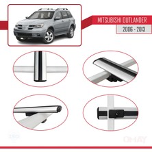 Mitsubishi Outlander 2006-2013 Arası ile Uyumlu Basıc Model Ara Atkı Tavan Barı Gri 3 Adet