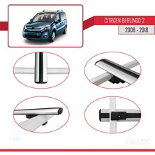 Citroen Berlingo 2008-2018 Arası ile Uyumlu Basıc Model Ara Atkı Tavan Barı Gri 3 Adet