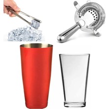 Adin Tasarım Kokteyl Seti 3 Parça Baston Shaker 750 ml Bar Süzgeci Buz Maşası Kokteyl Hazırlık Seti Bartender