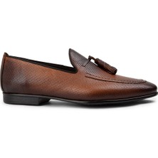 Deery Hakiki Deri Taba Rengi Erkek Püsküllü Loafer - 01701MTBAC14