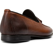 Deery Hakiki Deri Taba Rengi Erkek Püsküllü Loafer - 01701MTBAC14