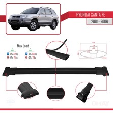 Hyundai Santa Fe (Sm) 2001-2006 Arası ile Uyumlu Fly Model Ara Atkı Tavan Barı Siyah 3 Adet Bar